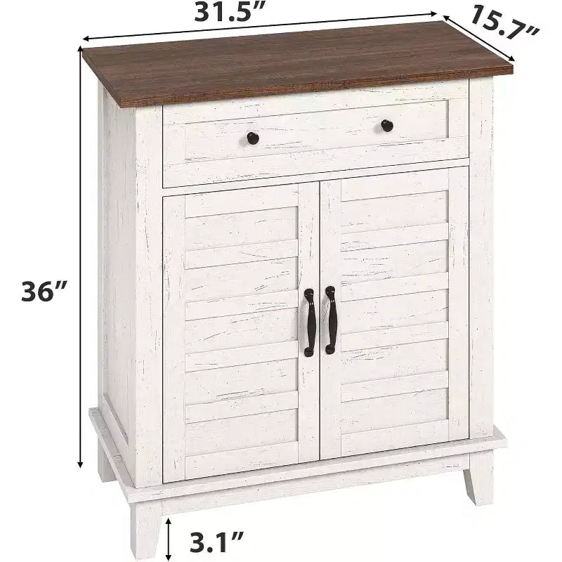 Mobiletto rustico da 80 cm con ripiani regolabili a 3 livelli, organizer per ingresso in stile rustico con ante a persiana, design impermeabile per la cucina