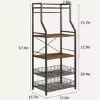 Scaffale da cucina autoportante a 5 livelli, per microonde, con cestello in filo e piedini regolabili, stazione da caffè industriale alta 128,8 cm