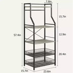 Scaffale da cucina autoportante a 5 livelli, per microonde, con cestello in filo e piedini regolabili, stazione da caffè industriale alta 128,8 cm