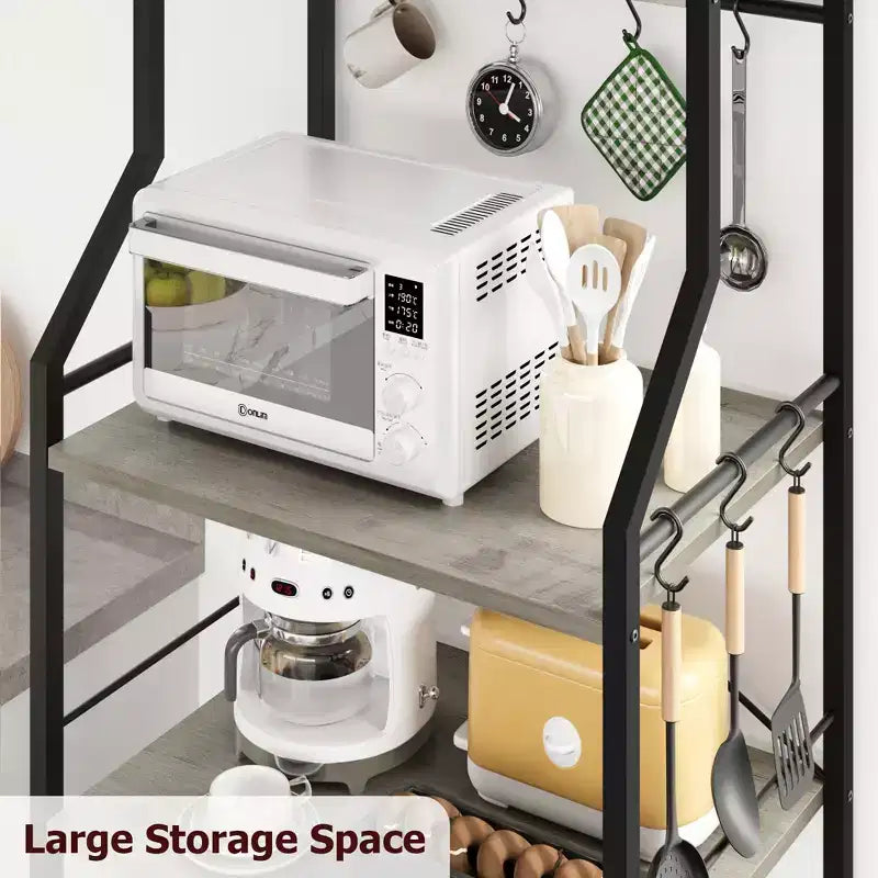 Scaffale da cucina autoportante a 5 livelli, per microonde, con cestello in filo e piedini regolabili, stazione da caffè industriale alta 128,8 cm