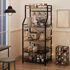 Scaffale da cucina autoportante a 5 livelli, per microonde, con cestello in filo e piedini regolabili, stazione da caffè industriale alta 128,8 cm