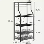 Scaffale da cucina autoportante a 5 livelli, per microonde, con cestello in filo e piedini regolabili, stazione da caffè industriale alta 128,8 cm