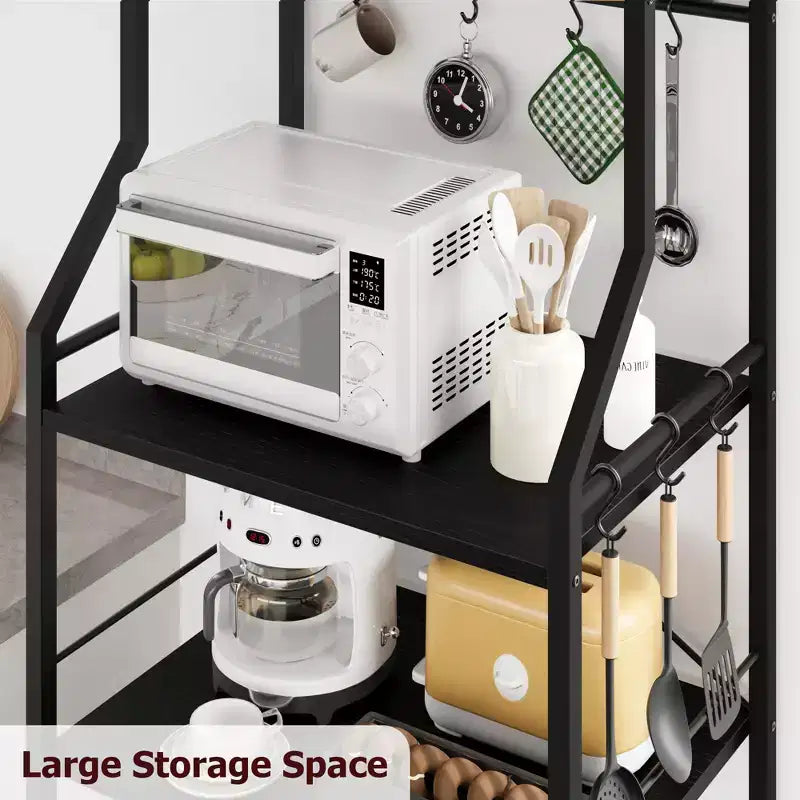 Scaffale da cucina autoportante a 5 livelli, per microonde, con cestello in filo e piedini regolabili, stazione da caffè industriale alta 128,8 cm