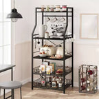 Scaffale da cucina autoportante a 5 livelli, per microonde, con cestello in filo e piedini regolabili, stazione da caffè industriale alta 128,8 cm