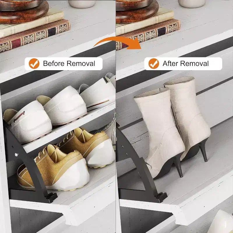 Scarpiere a 2 cassetti con ripiano regolabile, cassetto a ribalta, organizer nascosto per scarpe, per ingresso, corridoio e soggiorno