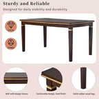 Set da Pranzo da Cucina Retro da 6 Pezzi, Tavolo Rettangolare in Legno e 4 Sedie Trapuntate con Schienale Alto e 1 Panca