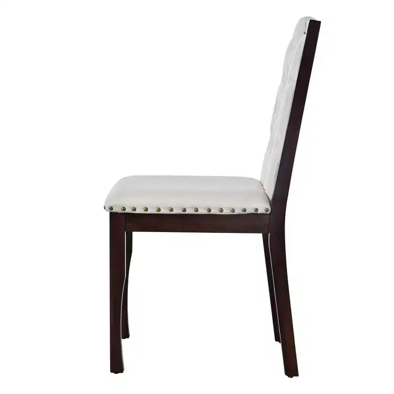 Set da Pranzo da Cucina Retro da 6 Pezzi, Tavolo Rettangolare in Legno e 4 Sedie Trapuntate con Schienale Alto e 1 Panca