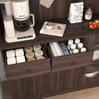 Mobile dispensa da cucina in legno da 71 pollici con ante in vetro e supporto per microonde, credenza a buffet per cucina e sala da pranzo