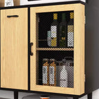 Mobile dispensa da cucina in legno da 71 pollici con ante in vetro e supporto per microonde, credenza a buffet per cucina e sala da pranzo