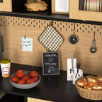 Mobile dispensa da cucina in legno da 71 pollici con ante in vetro e supporto per microonde, credenza a buffet per cucina e sala da pranzo
