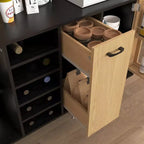 Mobile dispensa da cucina in legno da 71 pollici con ante in vetro e supporto per microonde, credenza a buffet per cucina e sala da pranzo