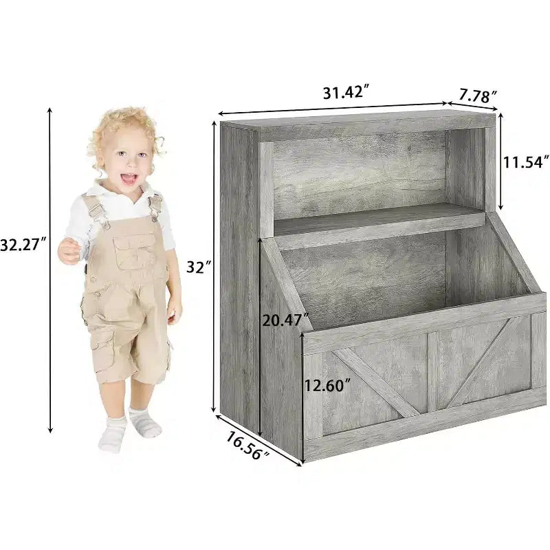 Libreria per bambini e portagiochi - Mobiletto portaoggetti a 2 livelli con scaffali per sala giochi, cameretta, aula