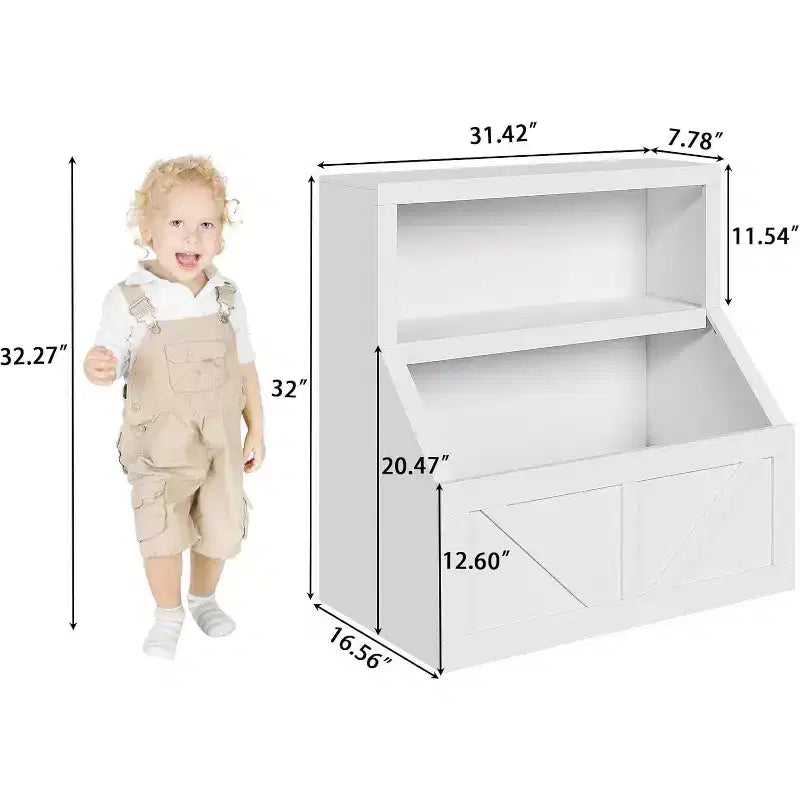 Libreria per bambini e portagiochi - Mobiletto portaoggetti a 2 livelli con scaffali per sala giochi, cameretta, aula