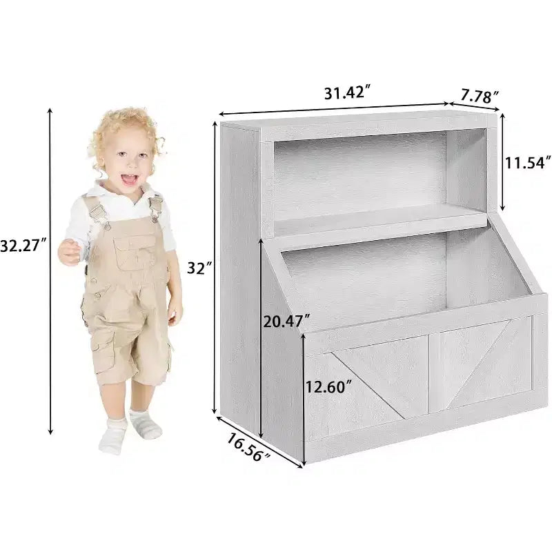 Libreria per bambini e portagiochi - Mobiletto portaoggetti a 2 livelli con scaffali per sala giochi, cameretta, aula