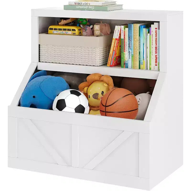 Libreria per bambini e portagiochi - Mobiletto portaoggetti a 2 livelli con scaffali per sala giochi, cameretta, aula