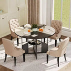 Tavolo da pranzo rotondo Acekool 59.6 per 4-6 persone, stile industriale moderno, ripiano portaoggetti, piano impermeabile, base a croce in metallo, facile montaggio