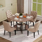 Tavolo da pranzo rotondo Acekool 59.6 per 4-6 persone, stile industriale moderno, ripiano portaoggetti, piano impermeabile, base a croce in metallo, facile montaggio