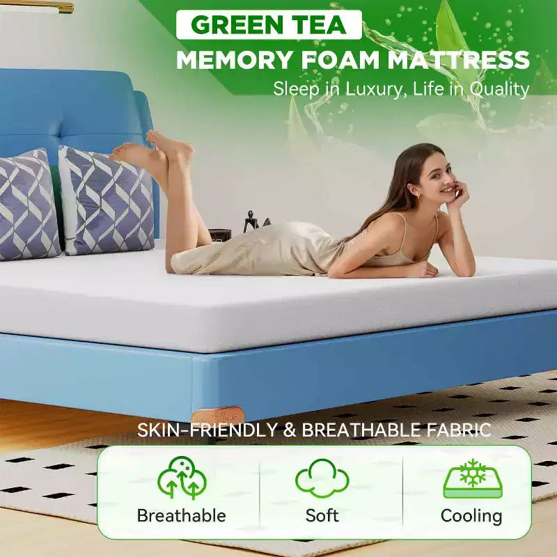 Materasso BestMassage in memory foam al tè verde da 5 pollici con infusione di gel rinfrescante