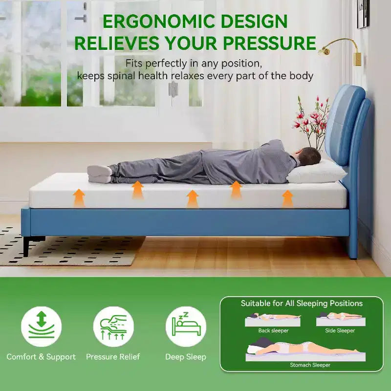 Materasso BestMassage in memory foam al tè verde da 5 pollici con infusione di gel rinfrescante