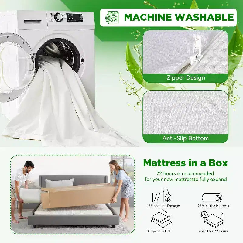 Materasso BestMassage in memory foam al tè verde da 5 pollici con infusione di gel rinfrescante