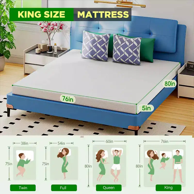 Materasso BestMassage in memory foam al tè verde da 5 pollici con infusione di gel rinfrescante