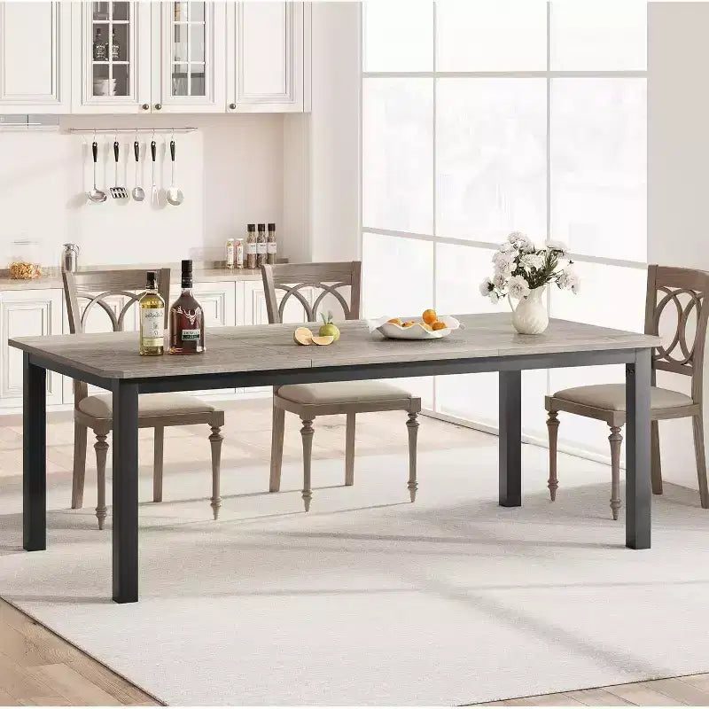 Tavolo da pranzo industriale 78 - Tavolo da cucina per 6-8 persone, tavolo rettangolare in legno per sala da pranzo