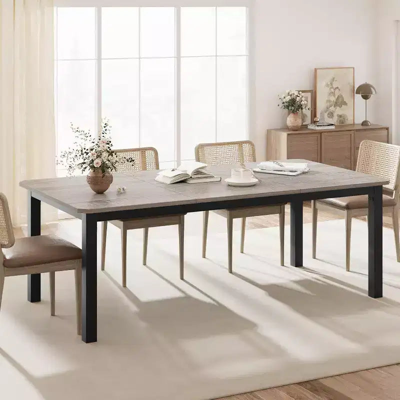 Tavolo da pranzo industriale 78 - Tavolo da cucina per 6-8 persone, tavolo rettangolare in legno per sala da pranzo