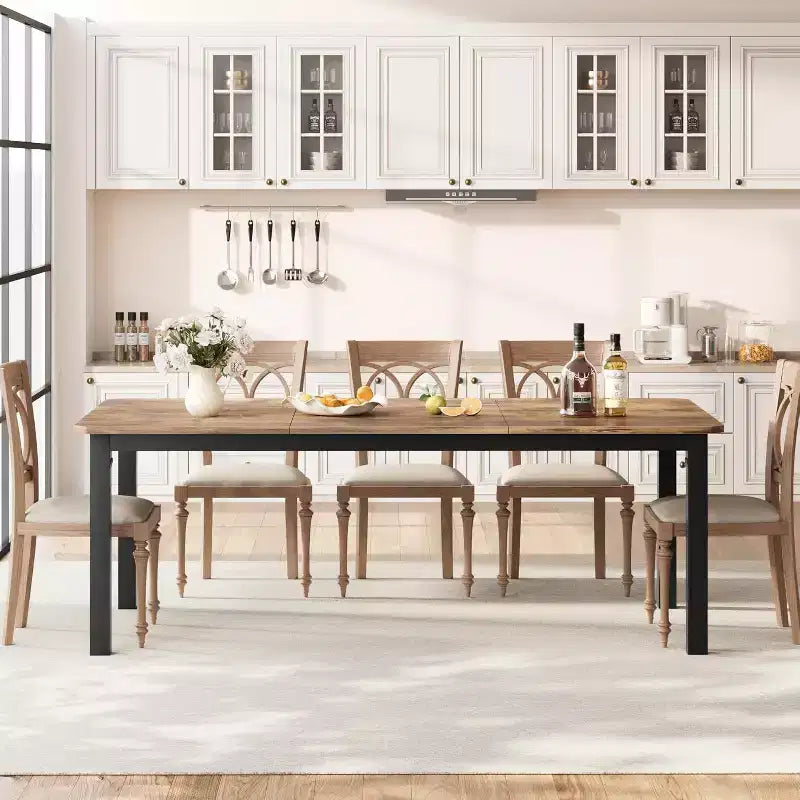 Tavolo da pranzo industriale 78 - Tavolo da cucina per 6-8 persone, tavolo rettangolare in legno per sala da pranzo