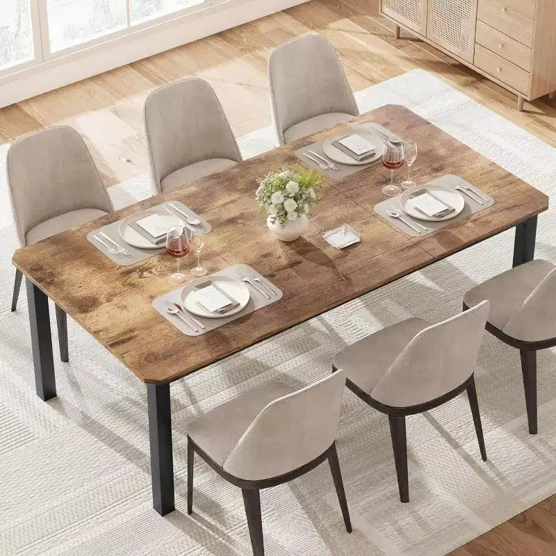 Tavolo da pranzo industriale 78 - Tavolo da cucina per 6-8 persone, tavolo rettangolare in legno per sala da pranzo