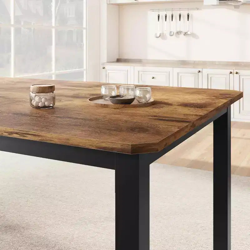 Tavolo da pranzo industriale 78 - Tavolo da cucina per 6-8 persone, tavolo rettangolare in legno per sala da pranzo