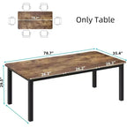 Tavolo da pranzo industriale 78 - Tavolo da cucina per 6-8 persone, tavolo rettangolare in legno per sala da pranzo