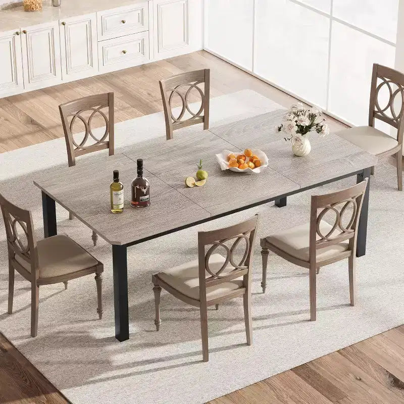 Tavolo da pranzo industriale 78 - Tavolo da cucina per 6-8 persone, tavolo rettangolare in legno per sala da pranzo