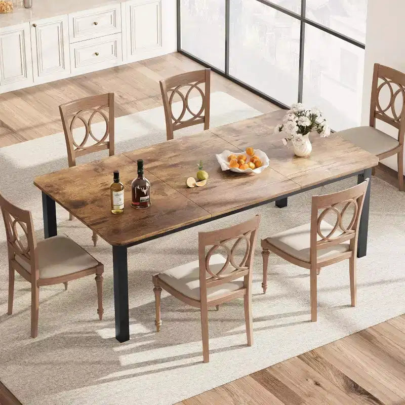 Tavolo da pranzo industriale 78 - Tavolo da cucina per 6-8 persone, tavolo rettangolare in legno per sala da pranzo