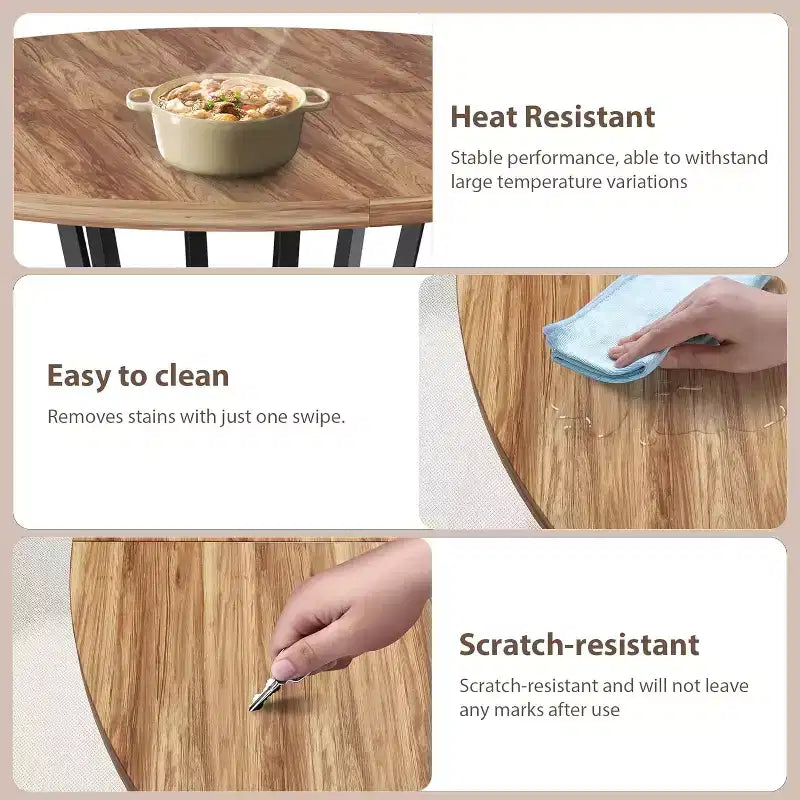 Tavolo da pranzo rotondo per 4-6 persone, tavolo da cucina rustico da 120 cm con contenitore per sala da pranzo, soggiorno, sala riunioni, appartamento