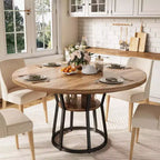 Tavolo da pranzo rotondo per 4-6 persone, tavolo da cucina rustico da 120 cm con contenitore per sala da pranzo, soggiorno, sala riunioni, appartamento