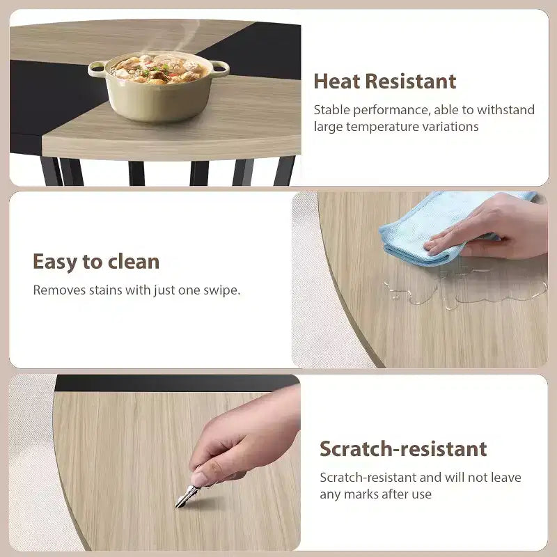 Tavolo da pranzo rotondo per 4-6 persone, tavolo da cucina rustico da 120 cm con contenitore per sala da pranzo, soggiorno, sala riunioni, appartamento