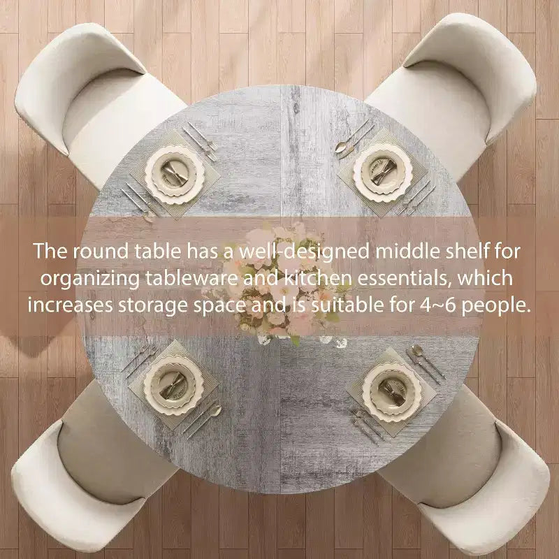 Tavolo da pranzo rotondo per 4-6 persone, tavolo da cucina rustico da 120 cm con contenitore per sala da pranzo, soggiorno, sala riunioni, appartamento