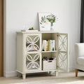 Credenza a buffet indipendente con ripiani regolabili, tavolo console da cucina moderno retrò, armadietto decorativo a 2 ante, colore crema