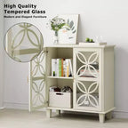 Credenza a buffet indipendente con ripiani regolabili, tavolo console da cucina moderno retrò, armadietto decorativo a 2 ante, colore crema