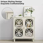 Credenza a buffet indipendente con ripiani regolabili, tavolo console da cucina moderno retrò, armadietto decorativo a 2 ante, colore crema