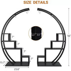 Portavasi a 5 livelli rotondo, porta piante da interno in metallo a forma di mezza luna, scaffale per fiori con 4 ganci per appendere per balcone, soggiorno, decorazioni da giardino