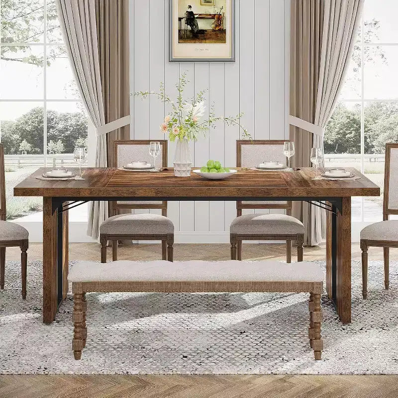 Scrivania Direzionale Grande in Legno Rustico Tavolo da Pranzo Rettangolare