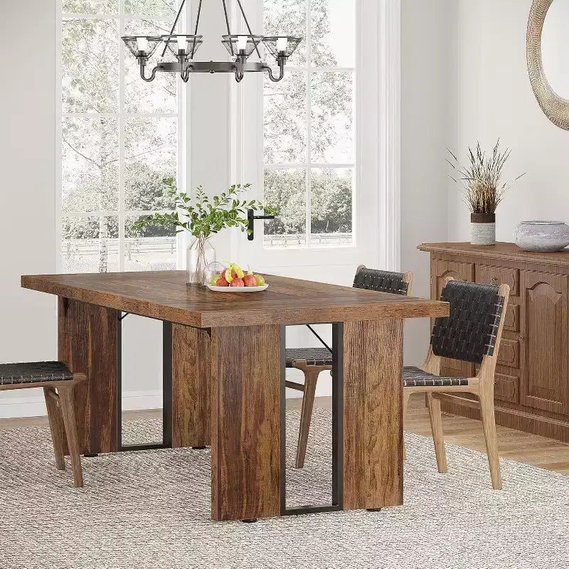 Scrivania Direzionale Grande in Legno Rustico Tavolo da Pranzo Rettangolare