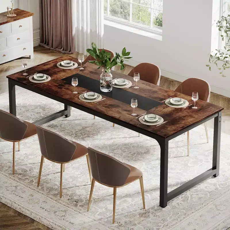 Scrivania Direzionale Grande in Legno Rustico Tavolo da Pranzo Rettangolare