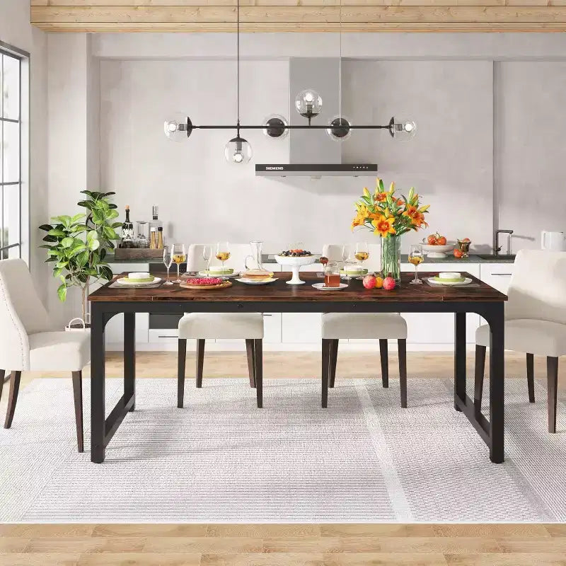 Scrivania Direzionale Grande in Legno Rustico Tavolo da Pranzo Rettangolare