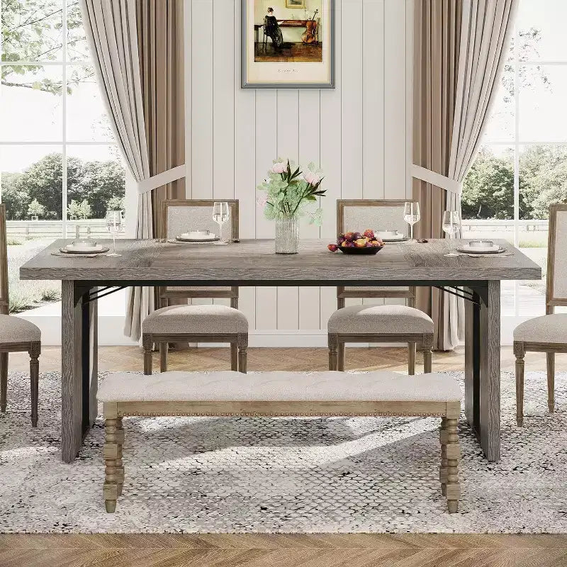 Scrivania Direzionale Grande in Legno Rustico Tavolo da Pranzo Rettangolare