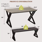 Set tavolo da pranzo, Set tavolo da cucina per 4 persone, Set tavolo da pranzo 3 pezzi con 2 panche per piccoli spazi, appartamento, sala da pranzo, salvaspazio