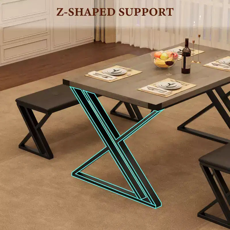 Set tavolo da pranzo, Set tavolo da cucina per 4 persone, Set tavolo da pranzo 3 pezzi con 2 panche per piccoli spazi, appartamento, sala da pranzo, salvaspazio