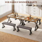 Set tavolo da pranzo, Set tavolo da cucina per 4 persone, Set tavolo da pranzo 3 pezzi con 2 panche per piccoli spazi, appartamento, sala da pranzo, salvaspazio