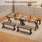 Set tavolo da pranzo, Set tavolo da cucina per 4 persone, Set tavolo da pranzo 3 pezzi con 2 panche per piccoli spazi, appartamento, sala da pranzo, salvaspazio